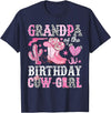 Pink Western Cowgirl Bday Party Family Matching Grandpa Of The Birthday Cow-Girl Rodeo Cowgirl Bday T-Shirt - Navy Blue