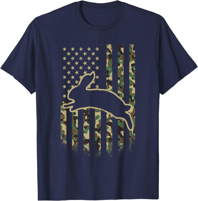 Camo American Flag Rabbit Silhouette T-Shirt