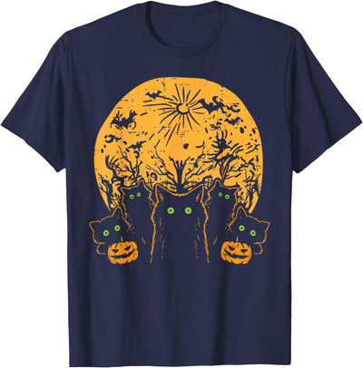 Halloween Cat Shirts For Women Men Kids Owner Black Cats Full Moon Halloween Animal Pet Men Women Kids T-Shirt