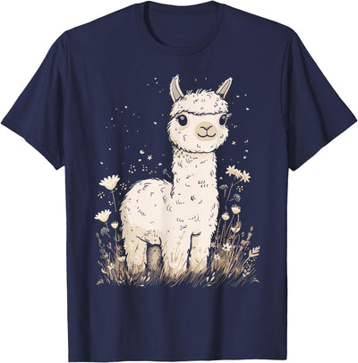 Alpaca Llama Lama Lover Cute Farm Animals Kids Llama Alpaca Lama Flowers Cute Adorable Baby Farm Animal T-Shirt