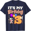 Cow Birthday 3 Party Farmyard Apparel Cow 3rd Birthday Party Balloons Moo Farm Animal Vet Barn T-Shirt - Navy Blue