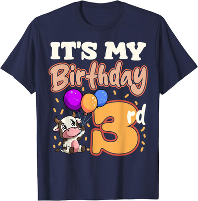 Cow 3rd Birthday Party Balloons Moo Farm Animal Vet Barn T-Shirt