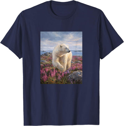 Polar Bear Summer Wildflower Meadow Nature Artwork T-Shirt