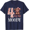Highland Cow Print 4 Year Old Girl Birthday Gifts 4 Ever Moody Scottish Highland Cow 4th Birthday Girl T-Shirt - Navy Blue