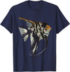 Freshwater Fish Fun Marbled Freshwater Angelfish T-Shirt - Navy Blue