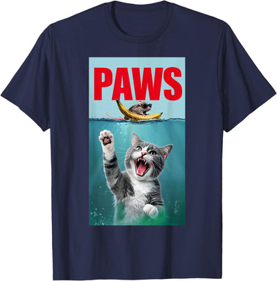 PAWS T-shirt - Jaws Cat Parody Shirt Funny Paws Shirt Paws Tee Jaws Mouse T-Shirt