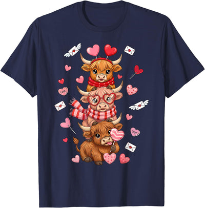 Retro Howdy Valentine Cow Vday Women Girls Cute Western T-Shirt