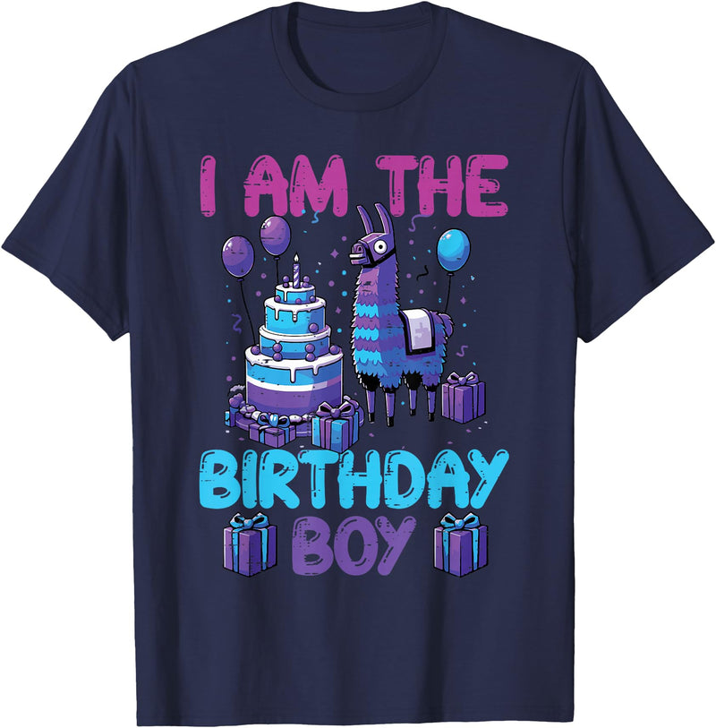 Birthday Party Shirts For Men Women Kids I Am The Birthday Boy Llama Pinata Bday Party Boys Kids T-Shirt - Navy Blue