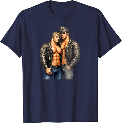 Dom Gay Leather Biker Gay Pride Daddy Bear Mustache T-Shirt