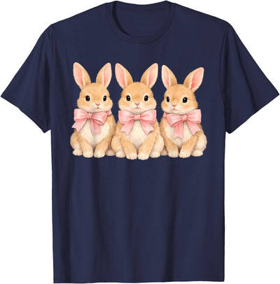Three Bunnies with Pink Bows T-Shirt