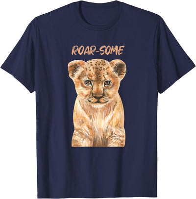 ROARSOME | Cute Lion Cub | Baby Lion Safari Wild Animal Pun T-Shirt