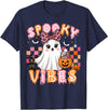 Cute Boo Leopard Halloween Costumes Spooky Vibes Cute Boo Ghost Halloween Costumes Girls T-Shirt - Navy Blue