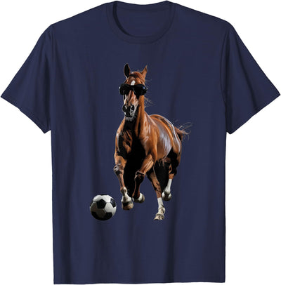 Funny Horse Football Design Horse Soccer Football T-Shirt