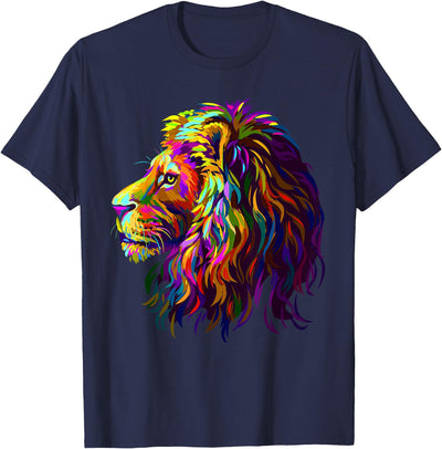 Colorful Lion Head Design Pop Art Style T-Shirt