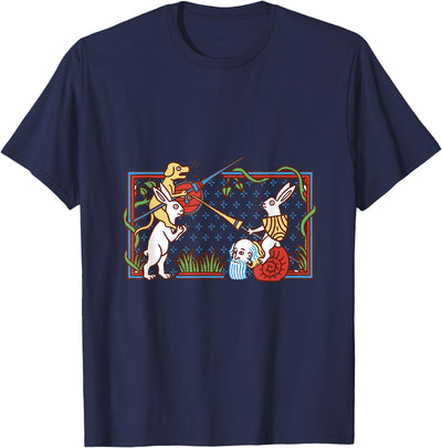 Rabbit Knight Jousting Medieval Fantasy Scene Tee
