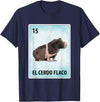 Skinny Pig Mexican Tee El Cerdo Flaco Mexican Skinny Pig Cards T-Shirt - Navy Blue