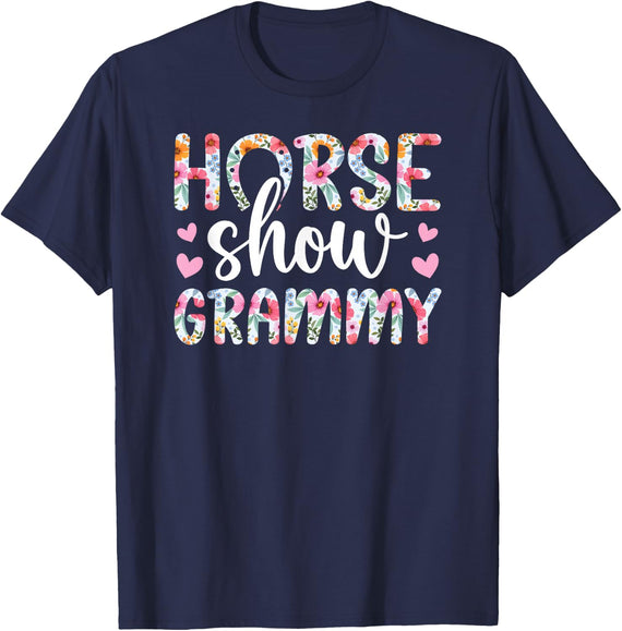Horse Show Grammy Grandma Equestrian Grammy T-Shirt - Navy Blue