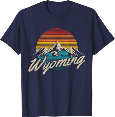 Cow Wyoming Vintage Mountains Bison American Buffalo T-Shirt