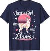 Pack A Punch Just A Girl Who Loves Llamas Llama Shirt Vintage T-Shirt - Navy Blue