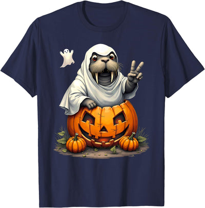 Pumpkin Ghost Boo Walrus Pumpkin Boo Ghost Walrus Halloween Costume T-Shirt