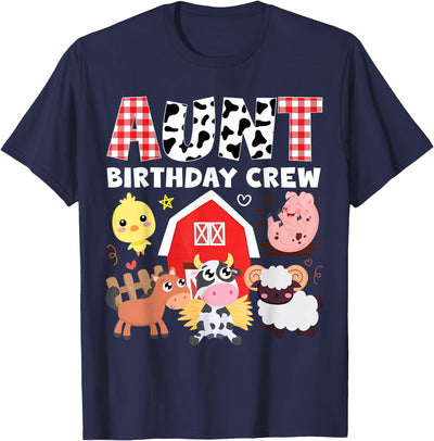 Cow Aunt Birthday Farm Theme Animals Birthday Party Kid T-Shirt