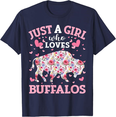 Cow Floral Buffalo Lover Just a Girl Who Loves Buffalos T-Shirt