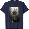 Giant Puffy Hamster Funny Destroying Retro City Picture T-Shirt - Navy Blue