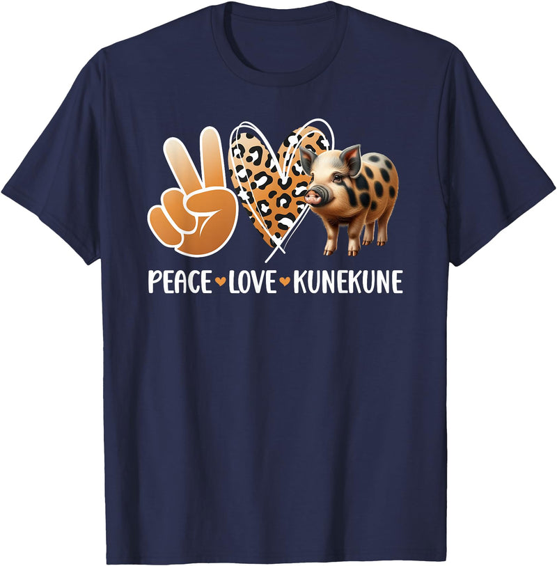 Cute Kunekune Pig Lover Kunekune Pig Boy Peace Love Kunekune Pig Lover Kunekune Pig Girl T-Shirt - Navy Blue
