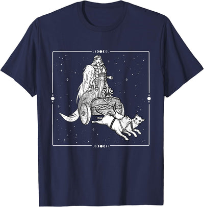 Freya T-Shirt Freya Viking Goddess Cat Chariot Tarot Witchy Freyja T-Shirt