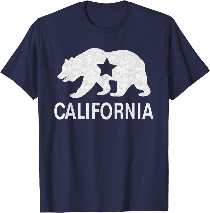 California Bear Souvenirs California State Flag Republic Of California T-Shirt - Navy Blue