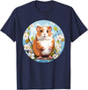 Cool Spring Flowers with Hamster for Season Lovers T-Shirt - Navy Blue
