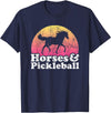 Horses and Pickleball Apparel Co Horse and Pickleball Women or Girls Horses T-Shirt - Navy Blue