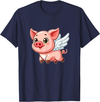 Cute Cartoon Pig Angel with Wings Halo Farmer T-Shirt