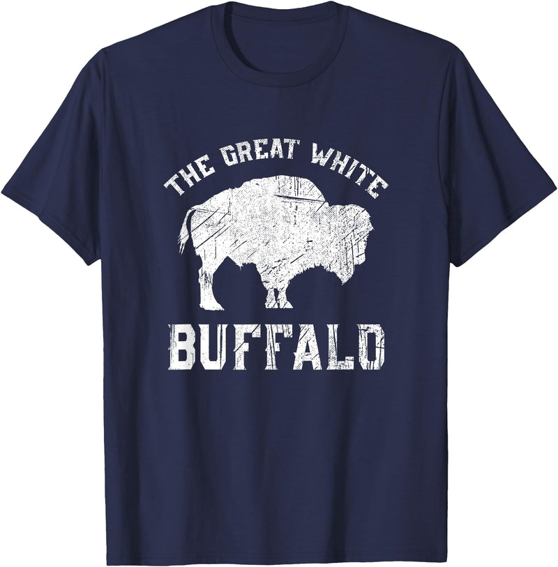 We Are Wildlife The Great White Buffalo T-Shirt Native American Inspired T-Shirt - Navy Blue