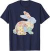 Funny Bunny Patchwork Rabbit Eggs Happy Easter Day Retro T-Shirt in Navy Blue