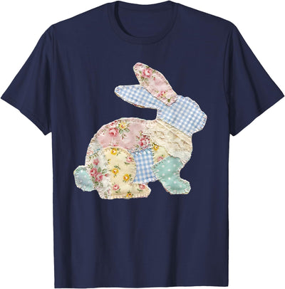 Patchwork Quilted Bunny Silhouette T-Shirt