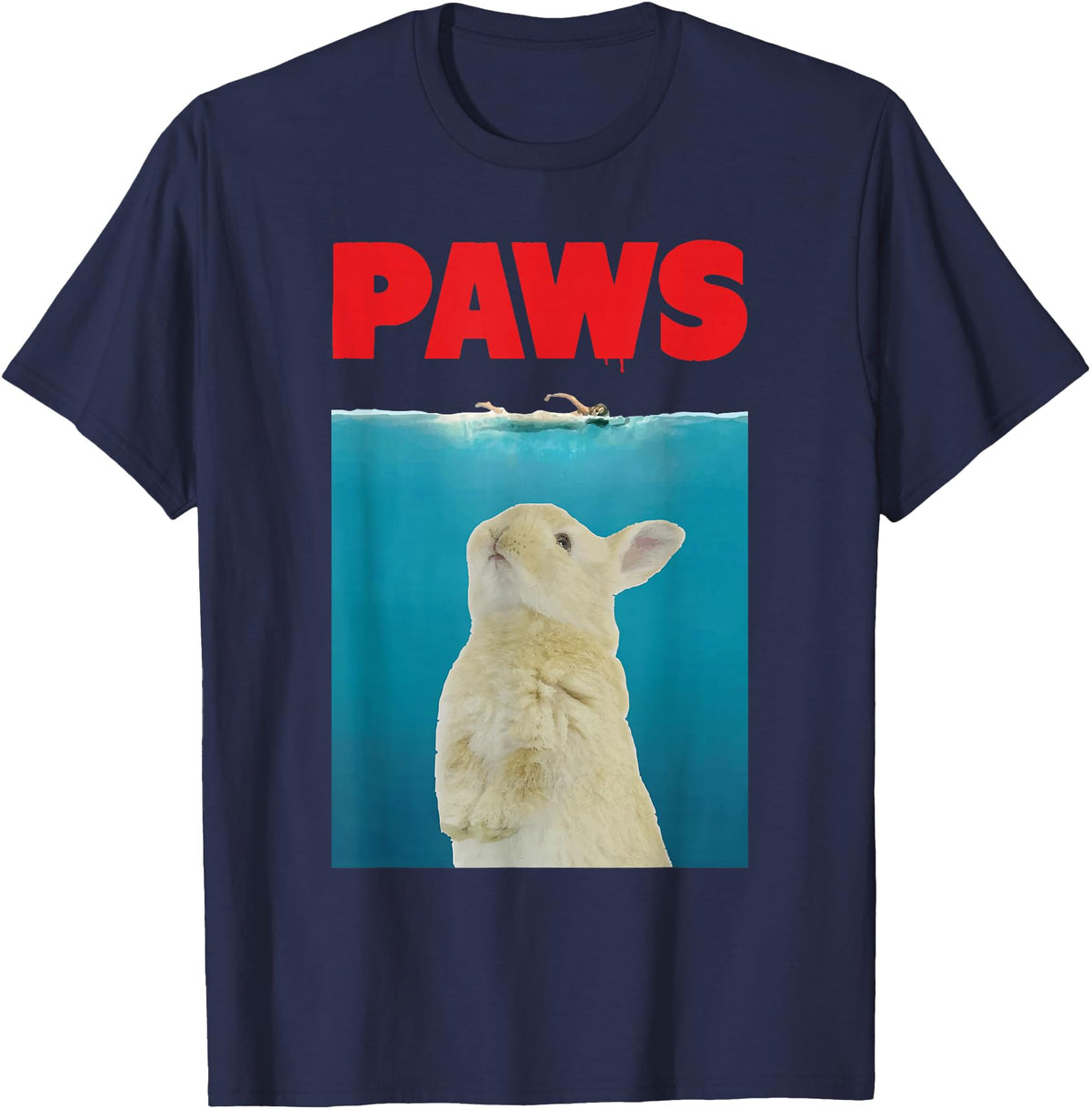 Paws Bunny Funny Parody Rabbit Lover Gifts T-Shirt in Navy Blue