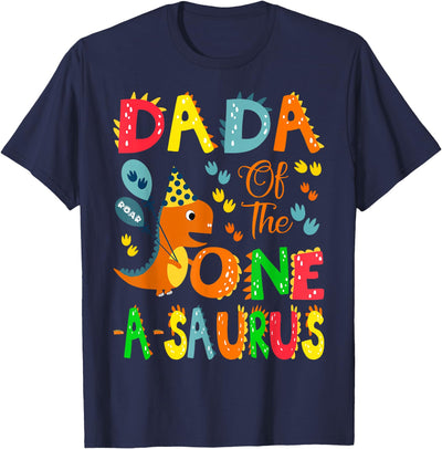 Dinosaur Birthday Boy Funny Family Matching Dada of The One-A-Saurus 1st Birthday Boy Dinosaur Lover T-Shirt