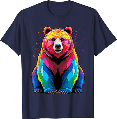 Polar Bear Polygon Animal Art Colorful Graphic T-Shirt
