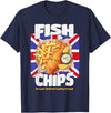 Fish & Chips Costume Ideas For Kids & UK Foods Fish And Chips Outfit Idea For Women & Novelty British Foods T-Shirt - Navy Blue