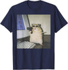 Cyber Hamster Meme Cringe Funny Animal Vintage Graphic Tee T-Shirt - Navy Blue