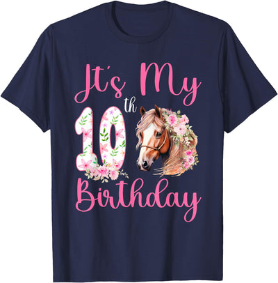 Horse Themed 10th Birthday Party Gift For Girls It's My 10th Birthday Party 10 Year Old Bday Horse Lover T-Shirt