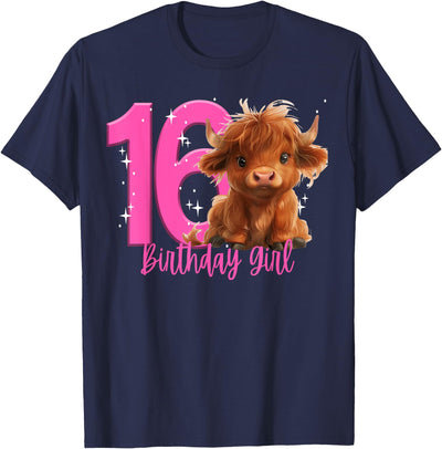 Nyc 16th Birthday Highland Cow Party Girl Teenager Sweet T-Shirt