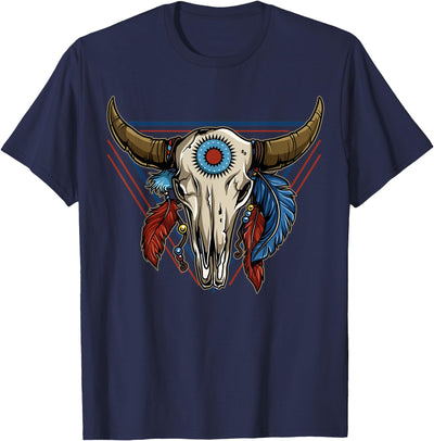 Cow Buffalo Skull Native American Tribe Totem T-Shirt