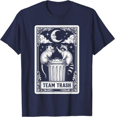 Retro Possum Racoon Lover The Moon Halloween Tee Tarot Card Vintage Team Trash Crescent Moon Opossum Raccoon T-Shirt