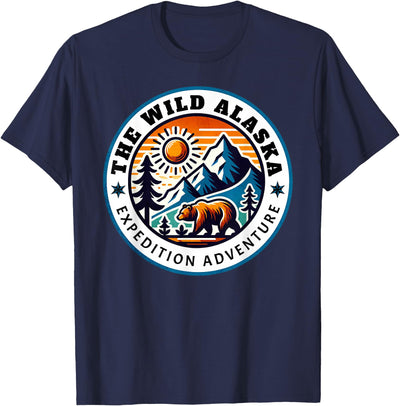 Glacier Mountain Landscape and Alaskan Bear Wildlife T-Shirt