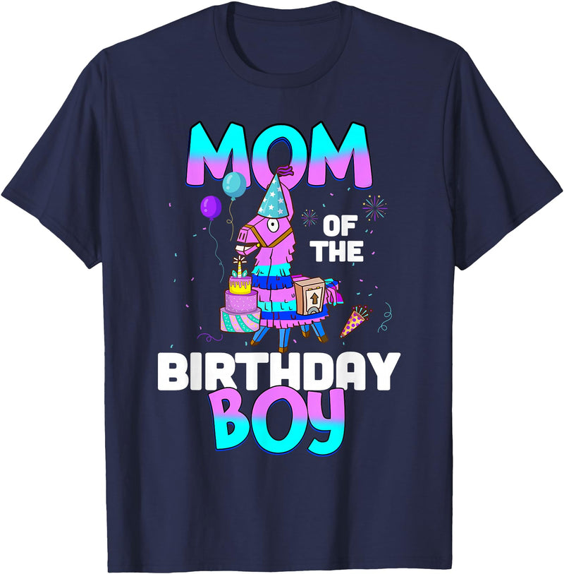 Llama Boys Kids Lovers Creations Llama Mom Shirt - Birthday Boy’s Cute Matching Party Outfit T-Shirt - Navy Blue