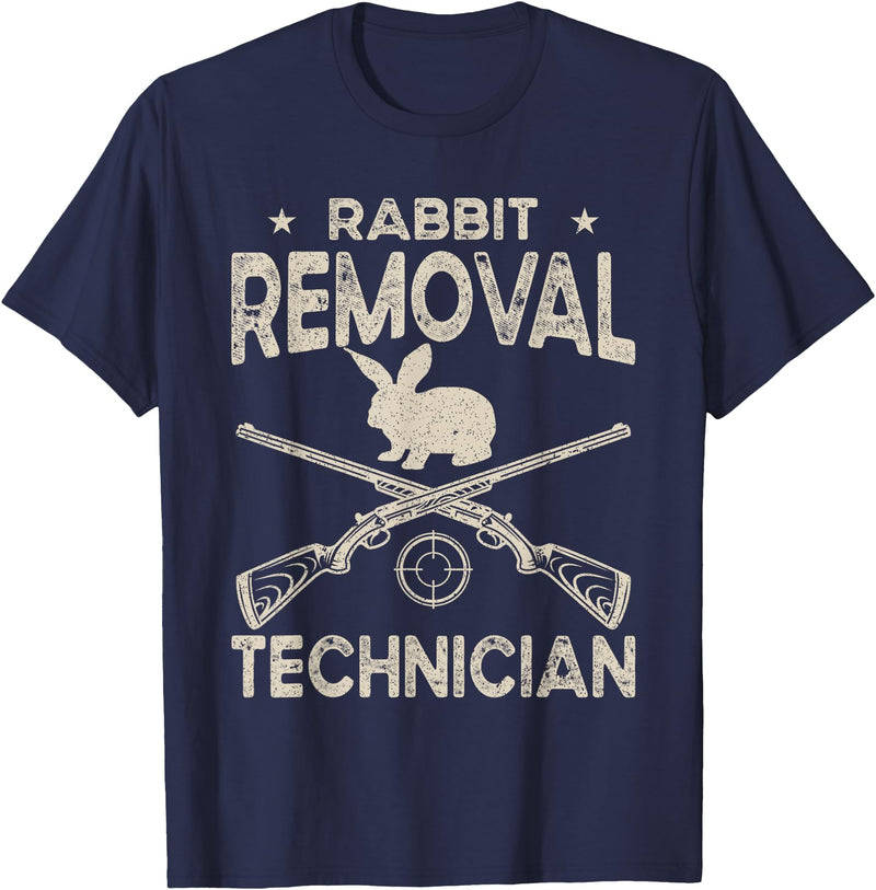 Funny Rabbit Hunting Rabbit Hunter Rabbit Removal Technician T-Shirt in Navy Blue