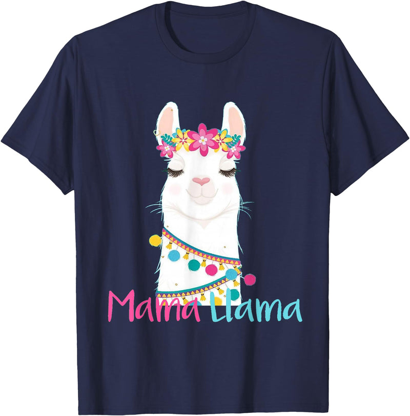 funny Mama Llama tshirt for mother's day Mama Llama Funny Mother's Day Shirt for Women Mom Love Llama T-Shirt - Navy Blue