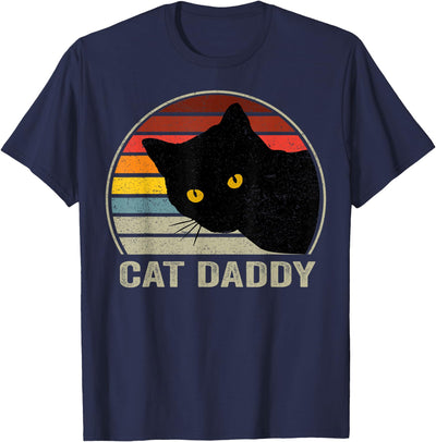 Vintage Cat Daddy Store Co Cat Daddy Vintage Cat 80s Retro Style For Men, Cat Dad T-Shirt